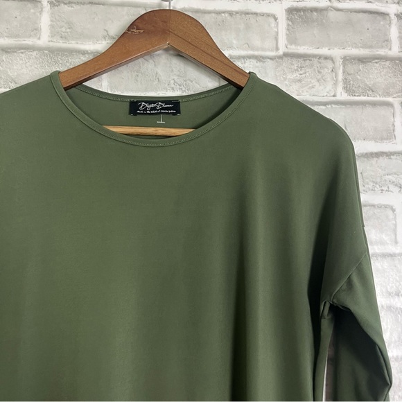 Brigette Brianna Dark Olive Green Soft Stretch Long Sleeve Modo Length Dress M - Picture 4 of 7